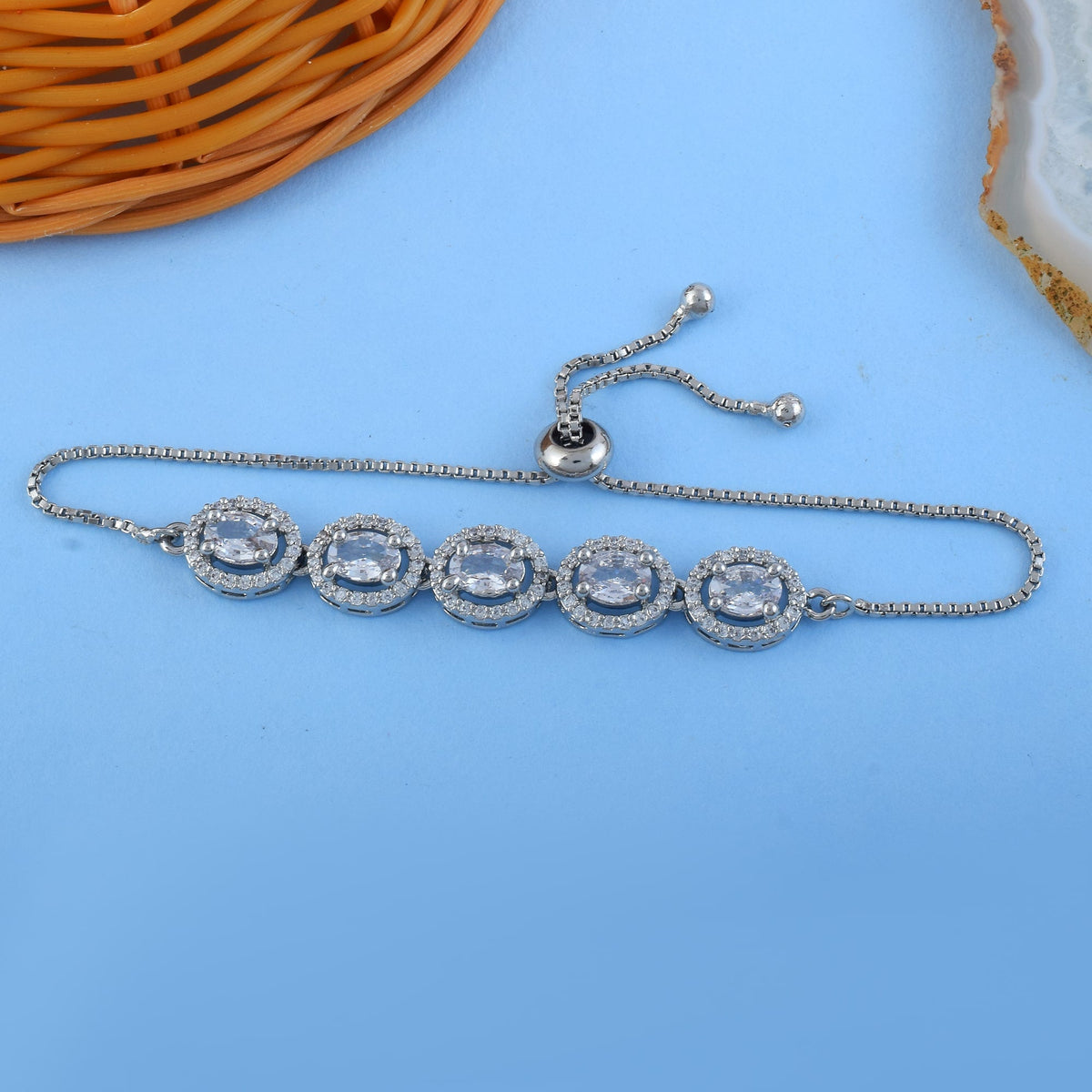 Radiant Silver Color American Diamond Bracelet For Daily Glam Enhancements