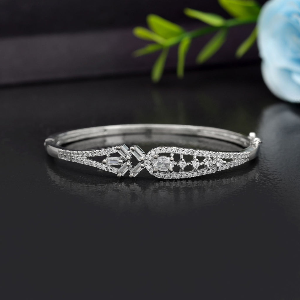 Silver Color American Diamond Bracelet Elegant Stylish Daily Wear Jewelry Collection