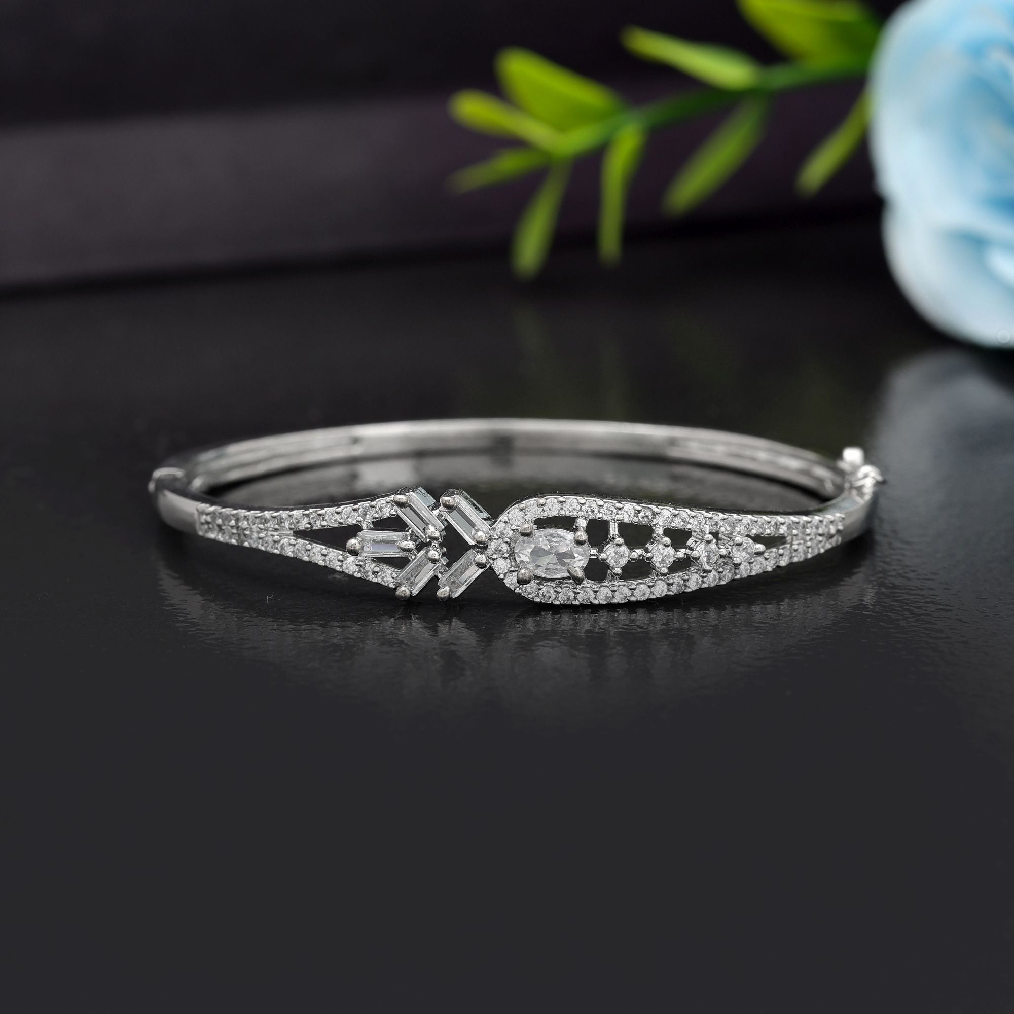Silver Color American Diamond Bracelet Elegant Stylish Daily Wear Jewelry Collection