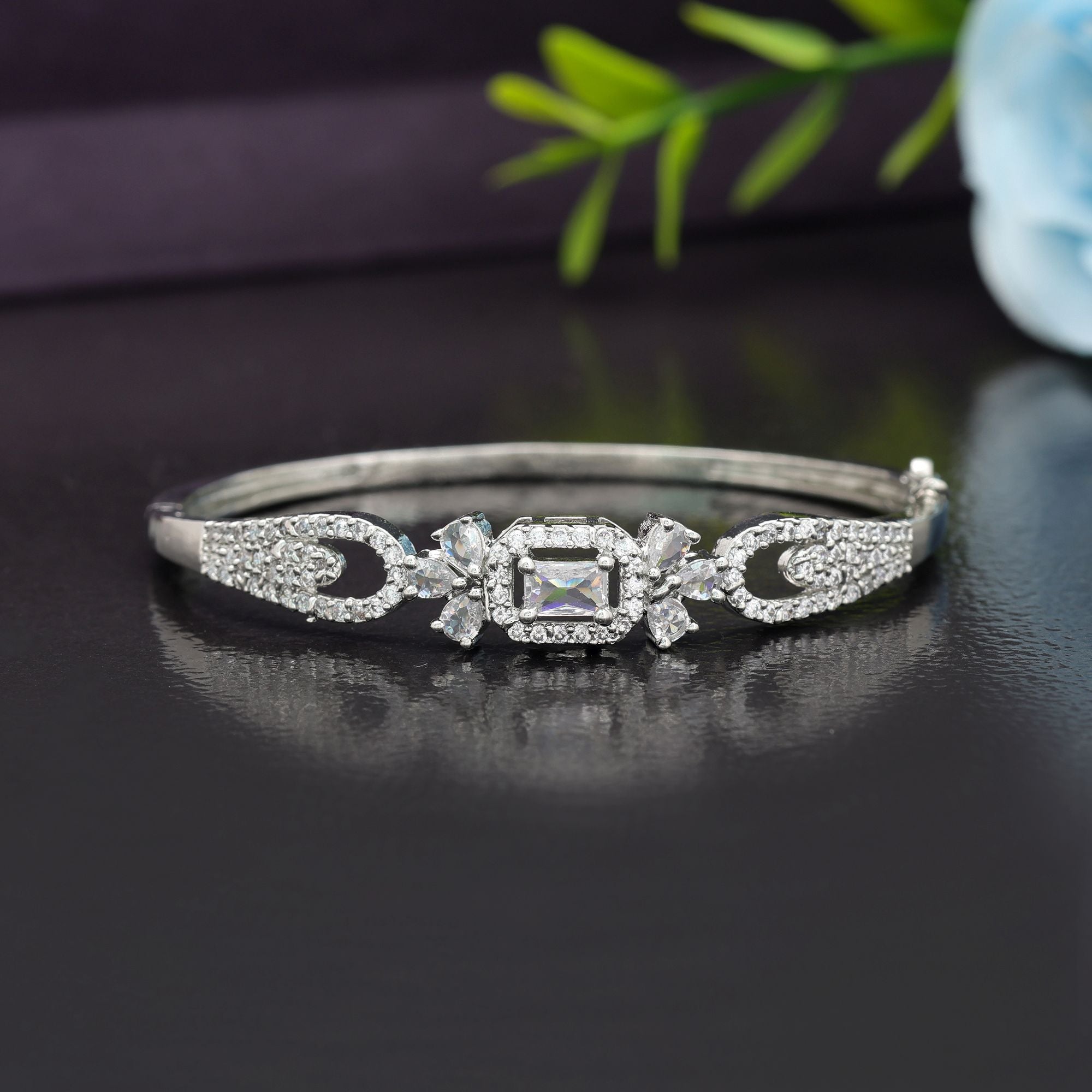 Silver Color American Diamond Bracelet Trendy Lightweight Daily Wear Jewelry Design