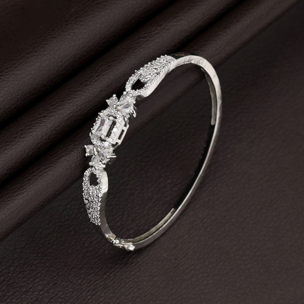 Silver Color American Diamond Bracelet Trendy Lightweight Daily Wear Jewelry Design