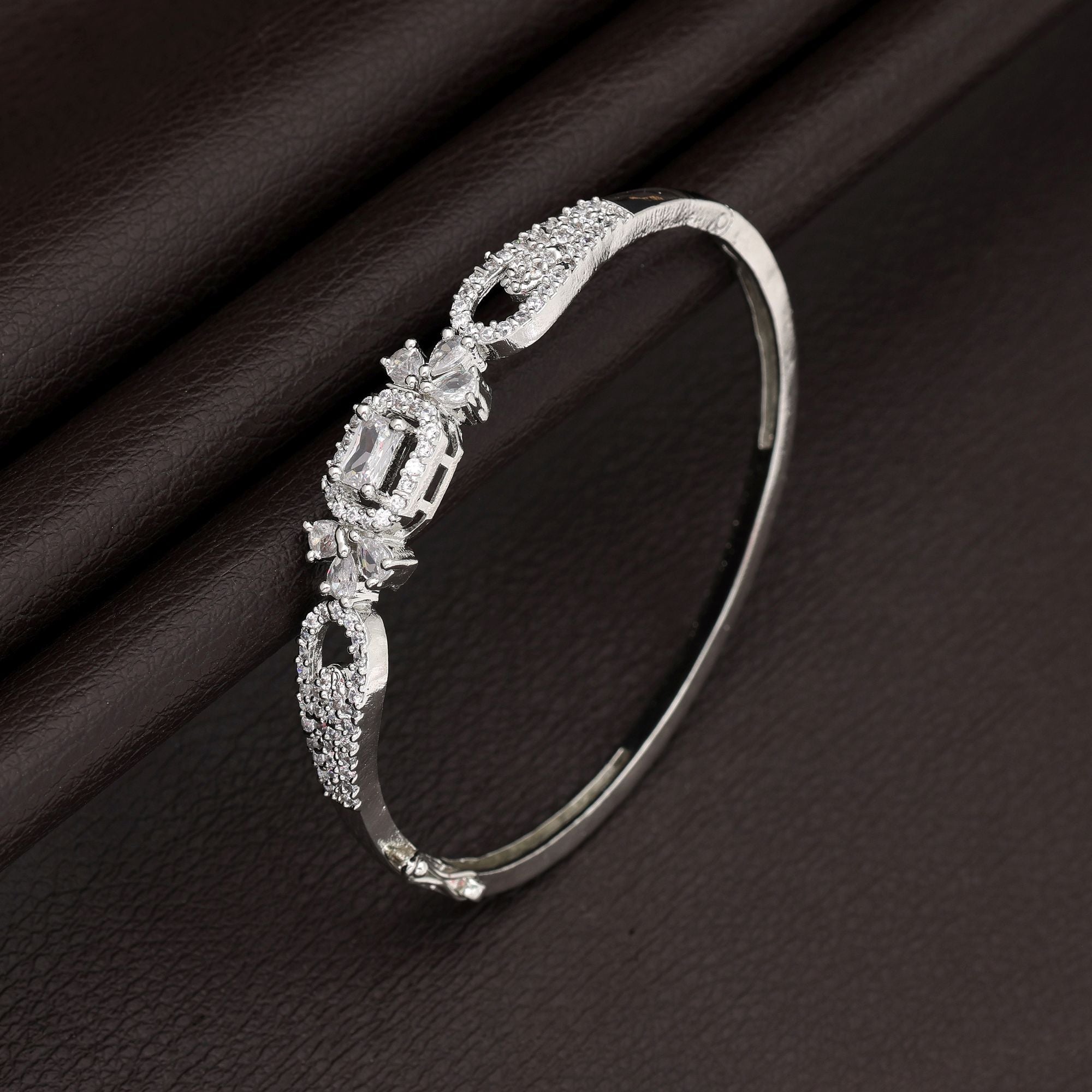 Silver Color American Diamond Bracelet Trendy Lightweight Daily Wear Jewelry Design