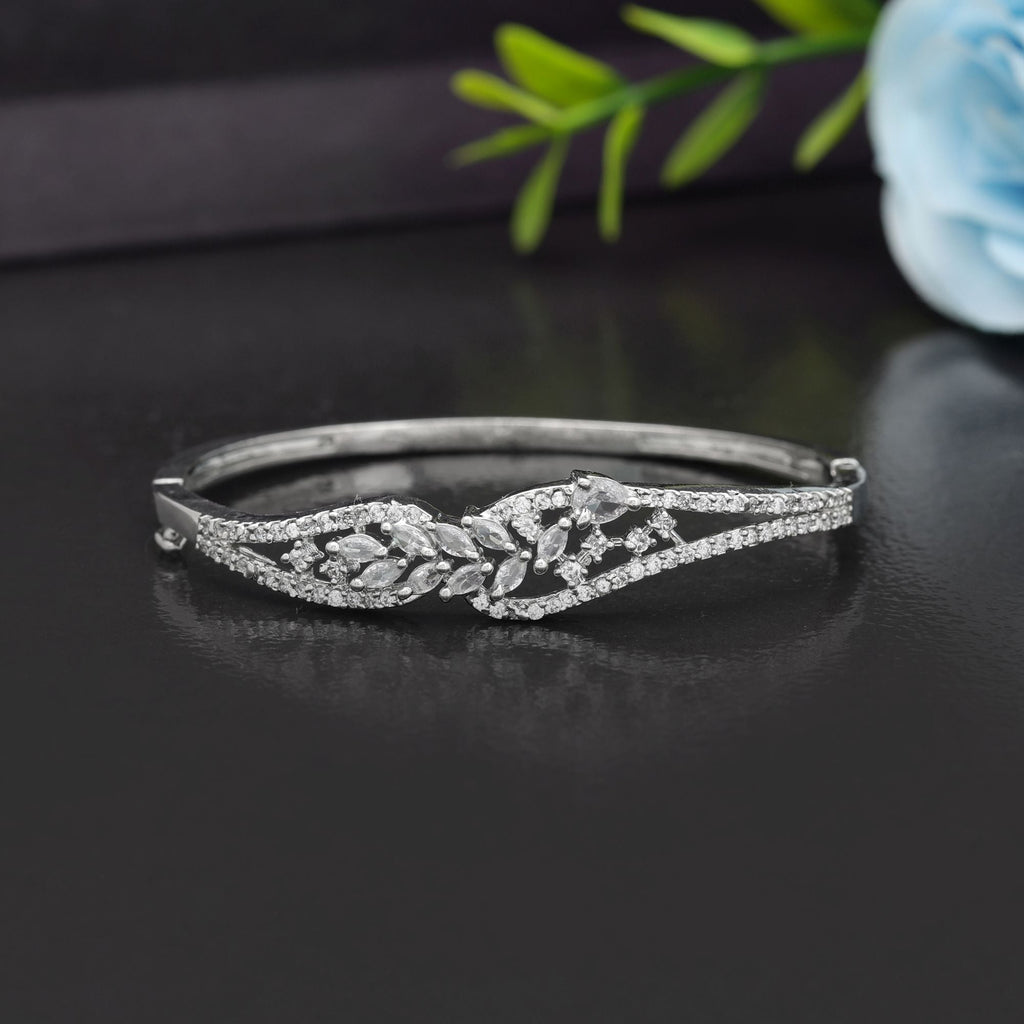 Silver Color American Diamond Bracelet Elegant Party Wear Stylish Jewelry Collection