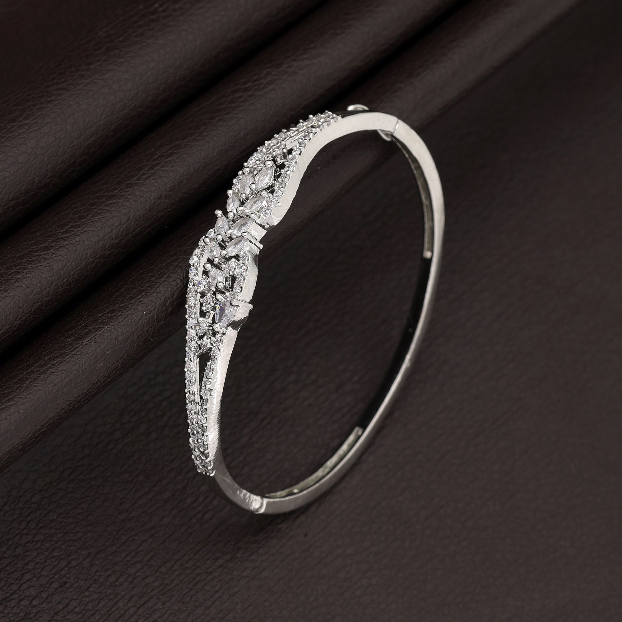 Silver Color American Diamond Bracelet Elegant Party Wear Stylish Jewelry Collection
