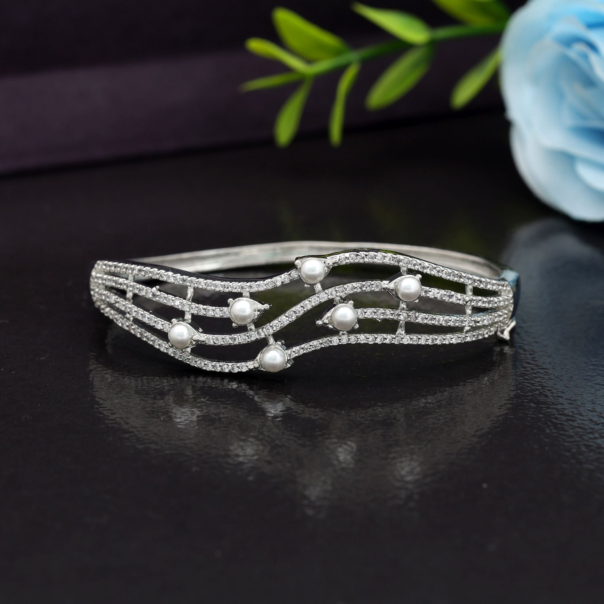 Silver Color American Diamond Bracelet Minimal Elegant Daily Wear Jewelry Collection