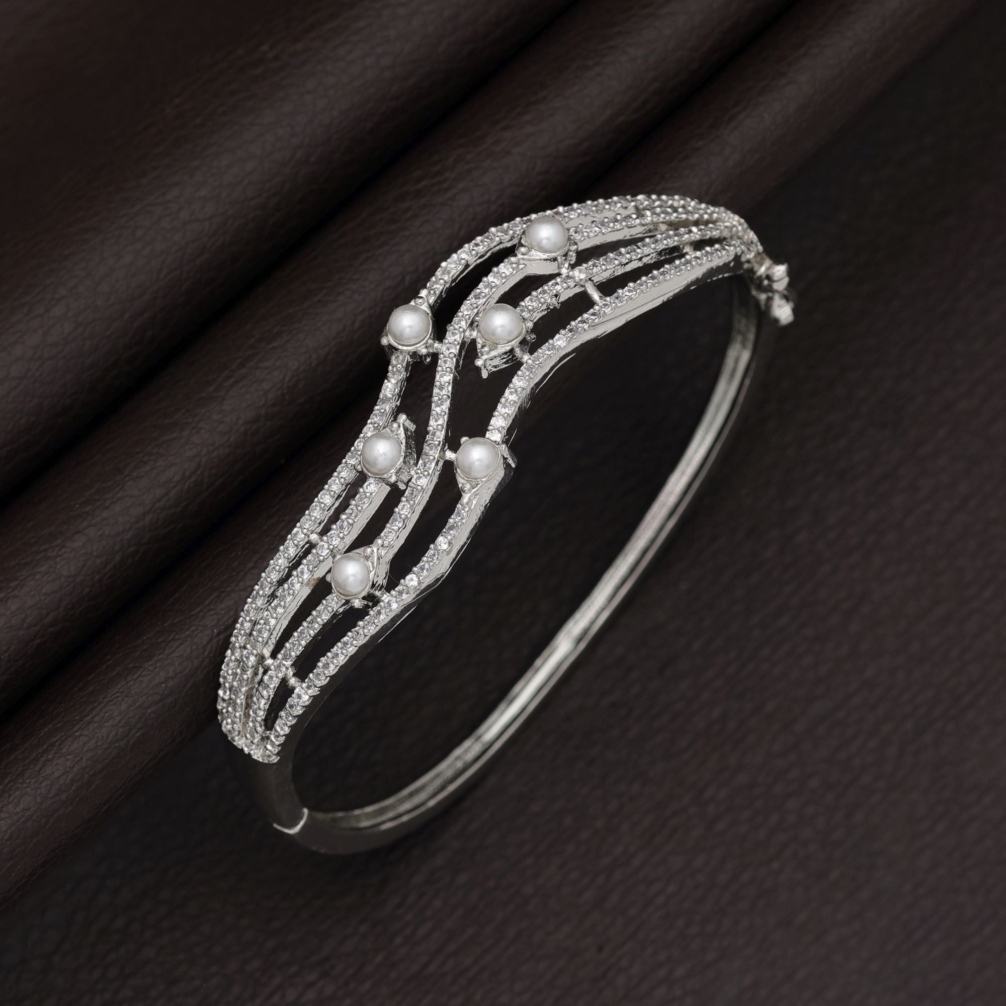 Silver Color American Diamond Bracelet Minimal Elegant Daily Wear Jewelry Collection