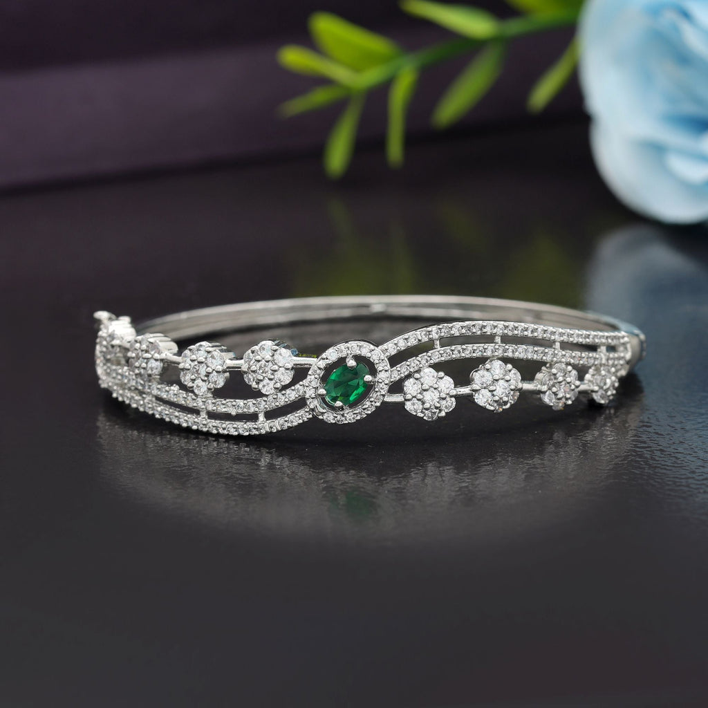 Green Color American Diamond Bracelet Stylish Ethnic Party Wear Jewelry Collection
