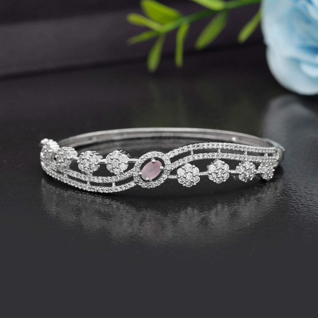 Pink Color American Diamond Bracelet Soft Elegant Daily Wear Jewelry Design