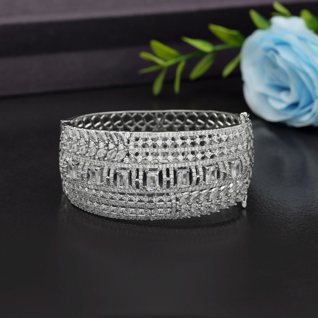 Silver Color American Diamond Bracelet Elegant Minimal Modern Jewelry Collection