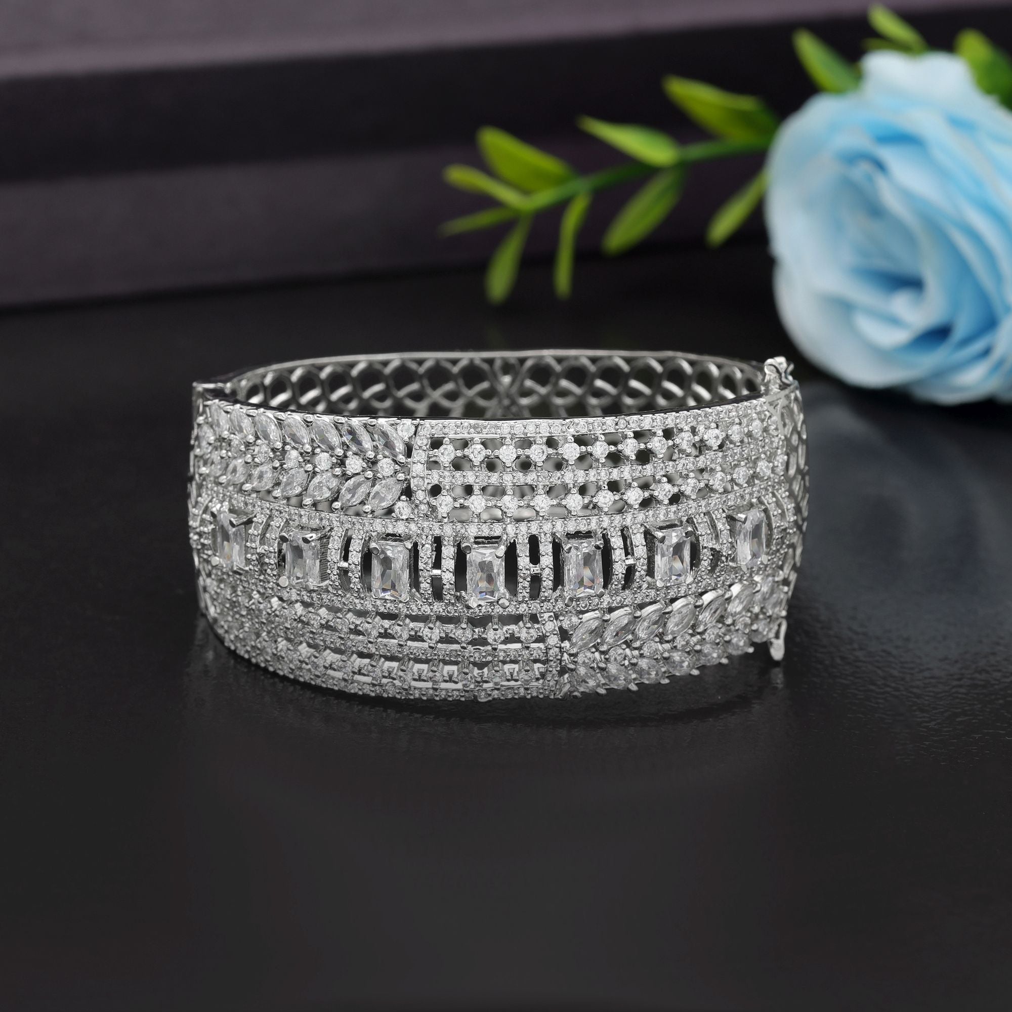 Silver Color American Diamond Bracelet Elegant Minimal Modern Jewelry Collection