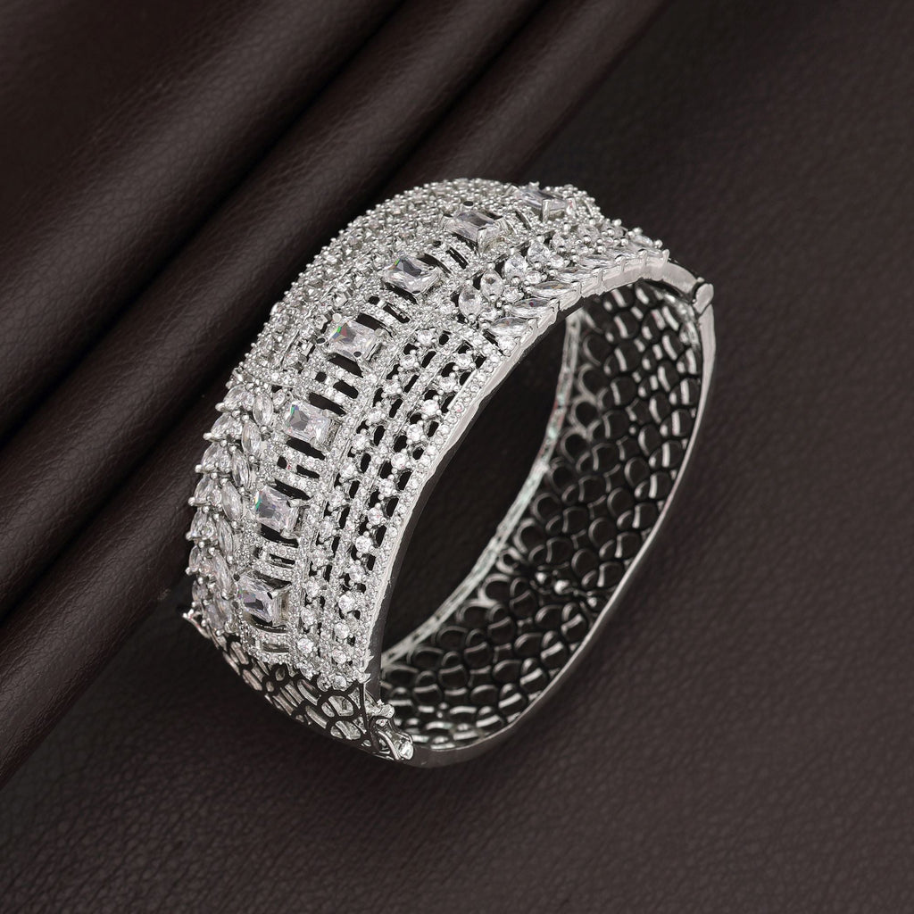 Silver Color American Diamond Bracelet Elegant Minimal Modern Jewelry Collection