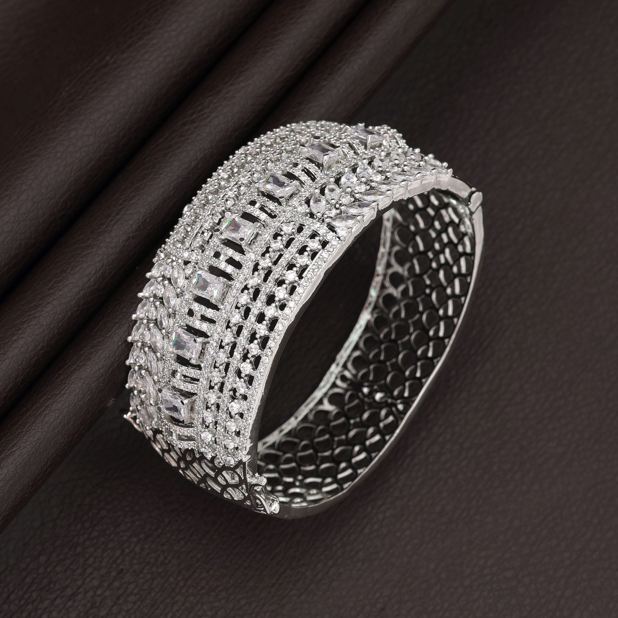 Silver Color American Diamond Bracelet Elegant Minimal Modern Jewelry Collection