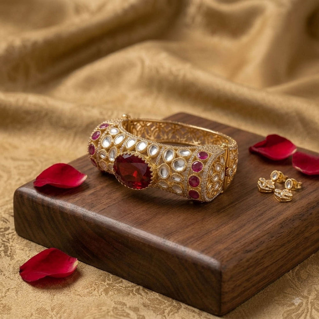 Red Color American Diamond & Turkish Stone Bracelet Designer Style
