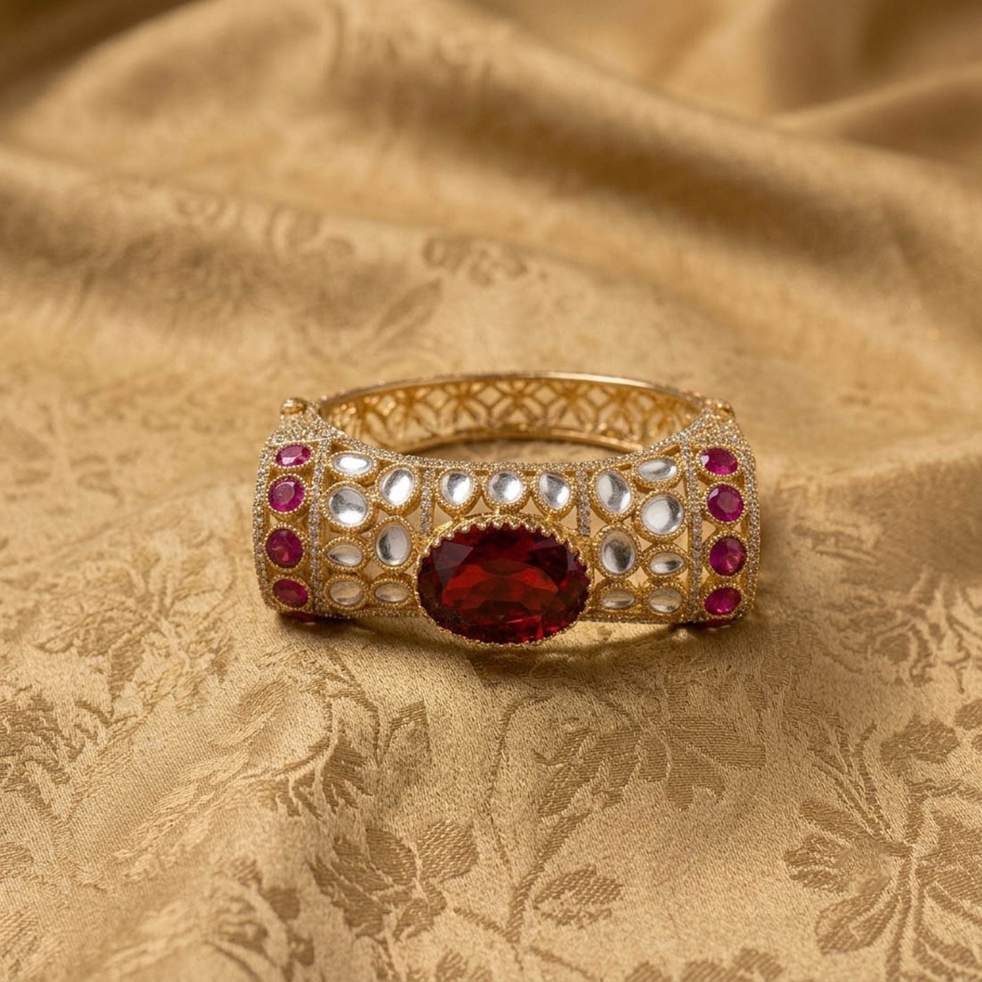 Red Color American Diamond & Turkish Stone Bracelet Designer Style