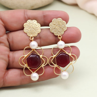 Striking Red Color Amrapali Earrings