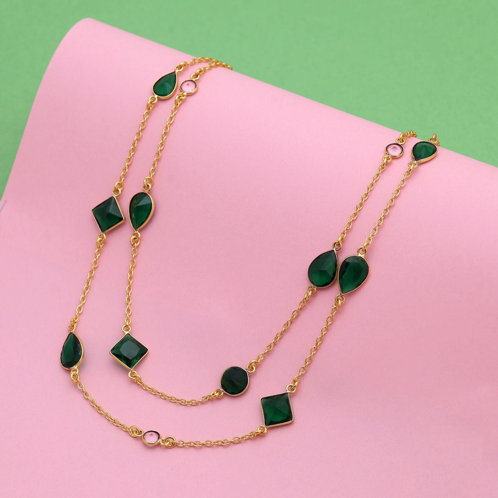 Green Color Amrapali Necklace Showcasing Elegant Handcrafted Necklace Elements For Cultural Festive Styling