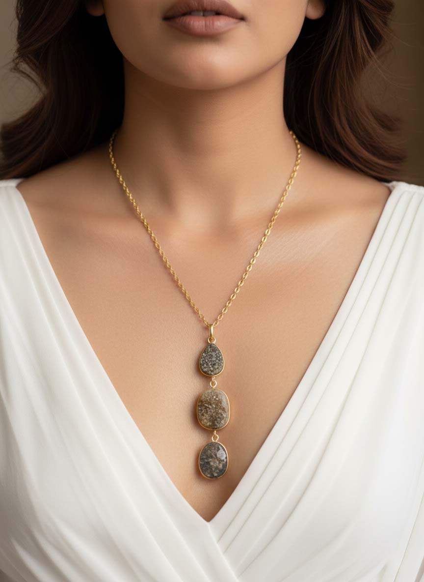 Grey Color Amrapali Hansli Necklace Featuring Bold Design Inspired By Royal Amrapali Jewelry