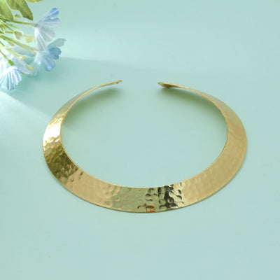 Gold Color Fashion Hansli Necklace Traditional Rigid Collar Statement Jewelry