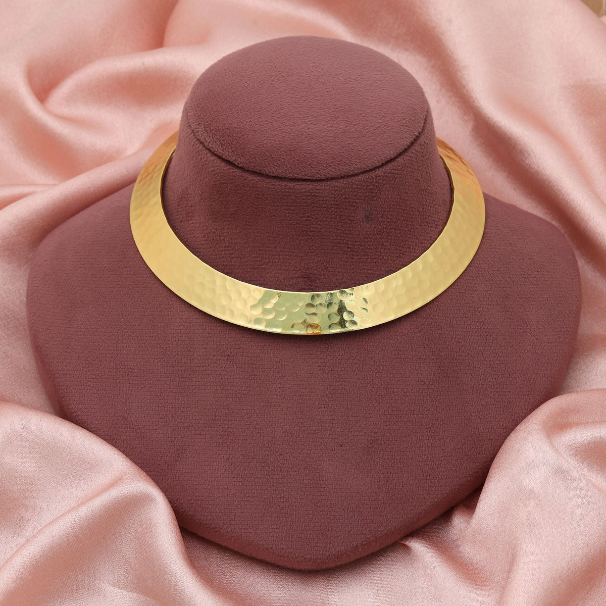 Gold Color Fashion Hansli Necklace Traditional Rigid Collar Statement Jewelry