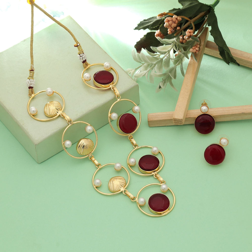 Maroon Color Amrapali Necklace Set Wedding Fashion Style