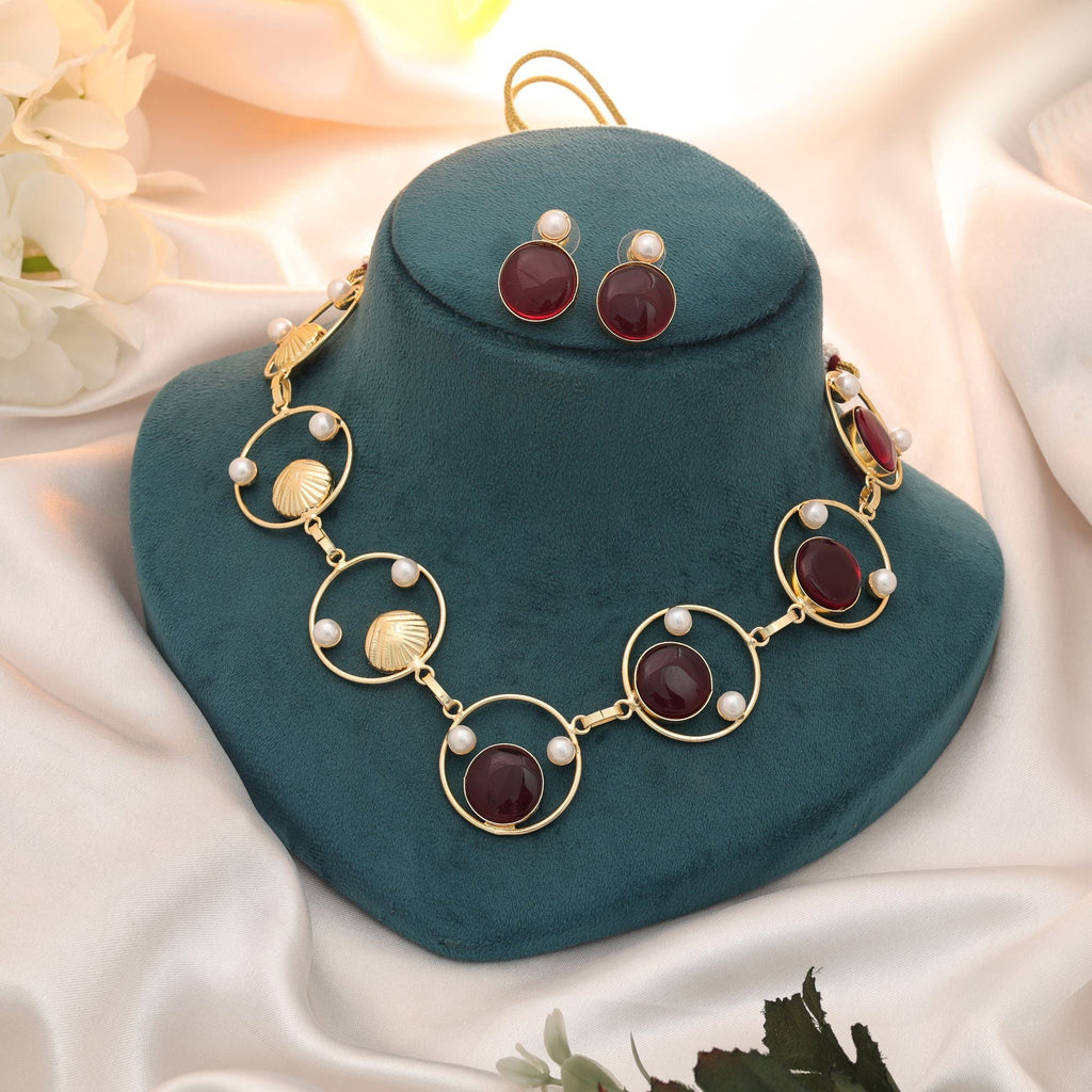 Maroon Color Amrapali Necklace Set Wedding Fashion Style