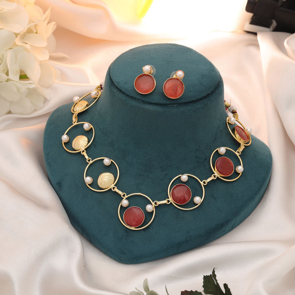 Orange Color Amrapali Necklace Set Traditional Jewelry Design