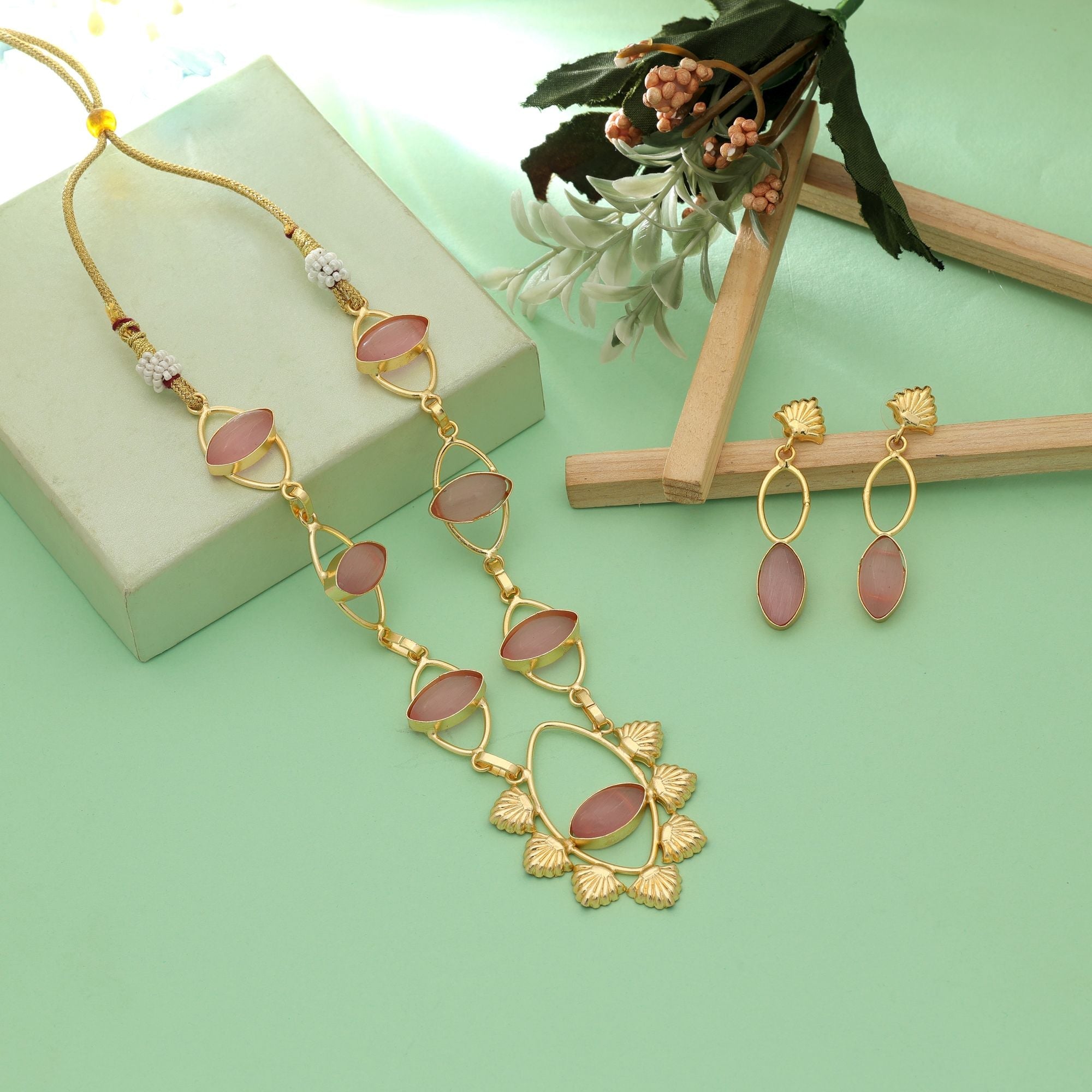 Pink Color Amrapali Necklace Set Ethnic Bridal Jewelry