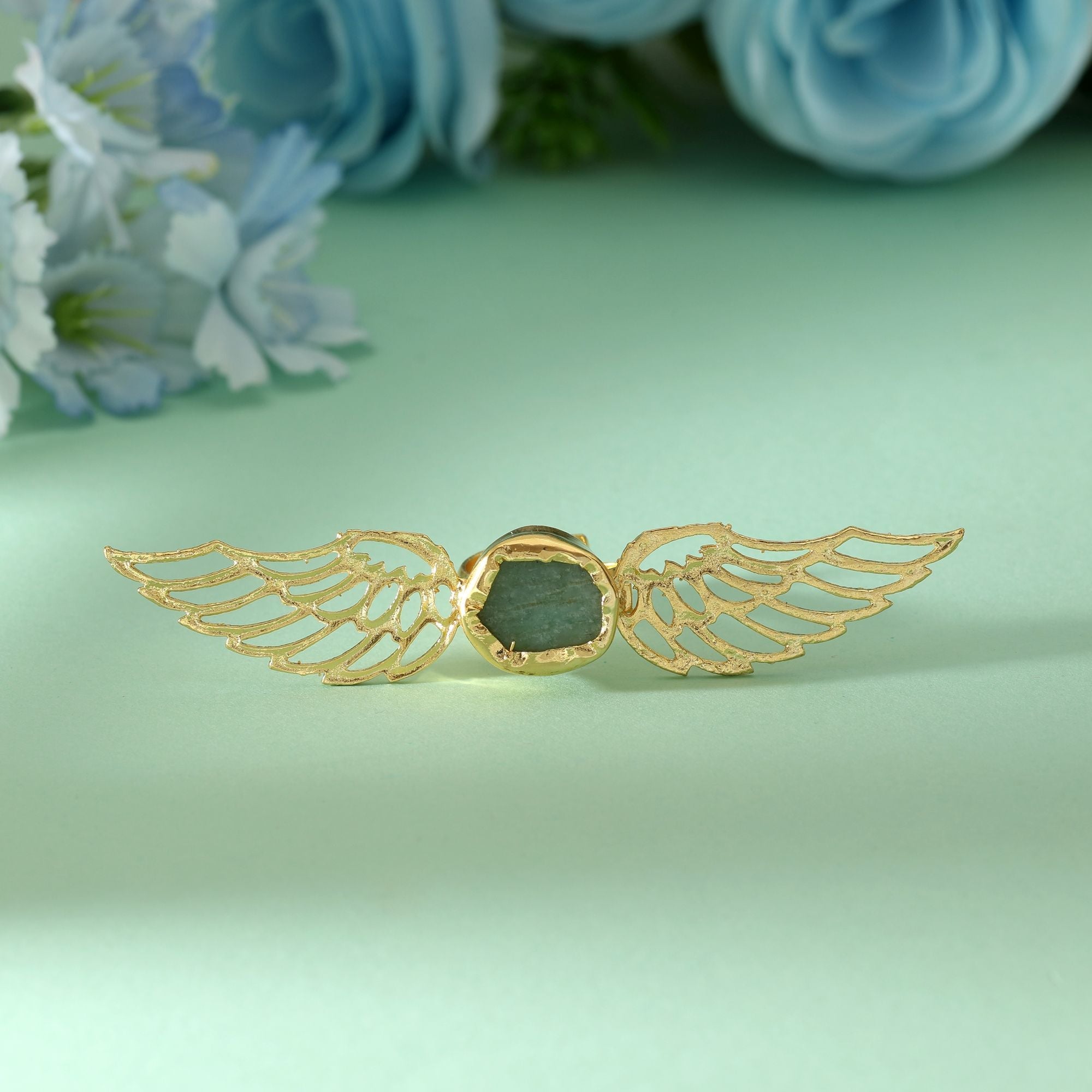 Rama Green Color Amrapali Rings Offering Rich Artistic Detailing Perfect For Festive Styling