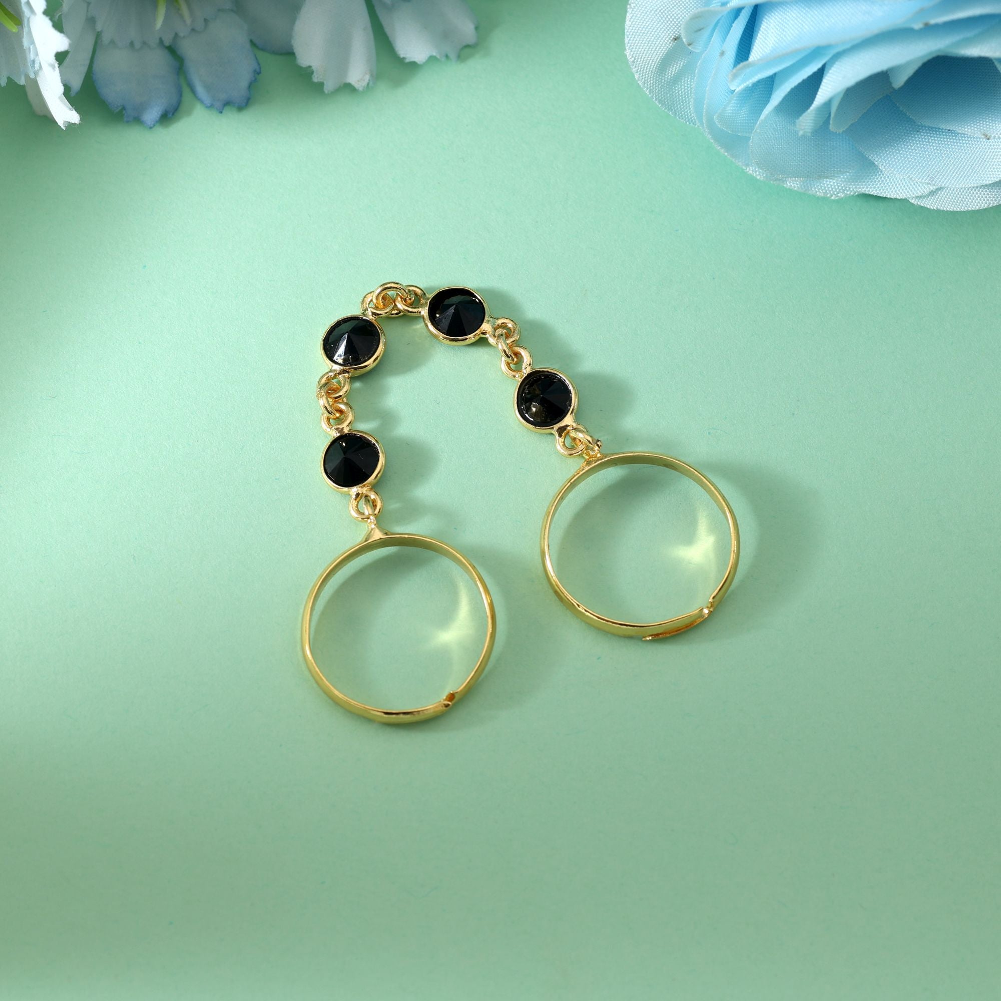 Black Color Amrapali Rings Crafted For Bold Statement Styling During Festive Celebrations
