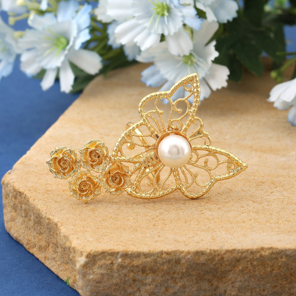 Gold Color Amrapali Rings Offering Timeless Elegance With Intricate Patterns For Ethnic Fashion