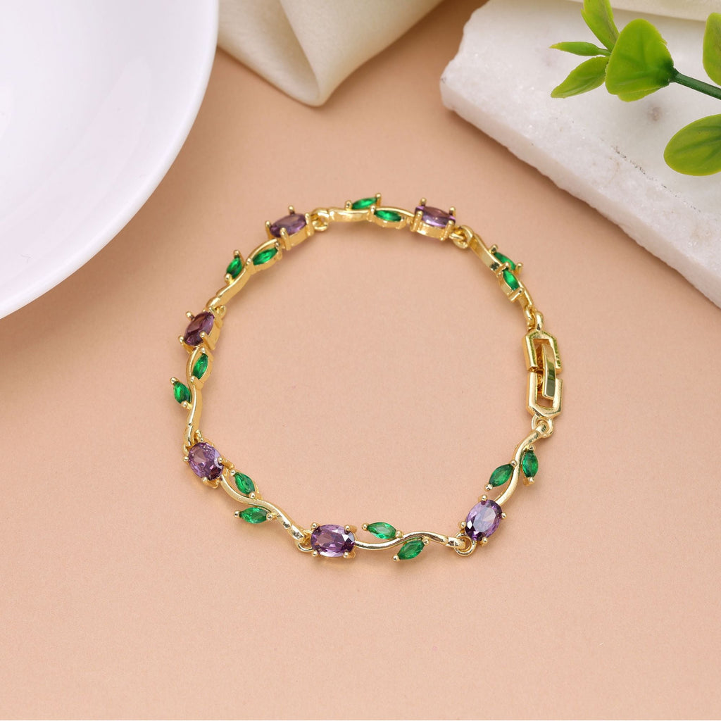 Purple Color Tulip Bracelet Floral Ethnic Jewelry Look