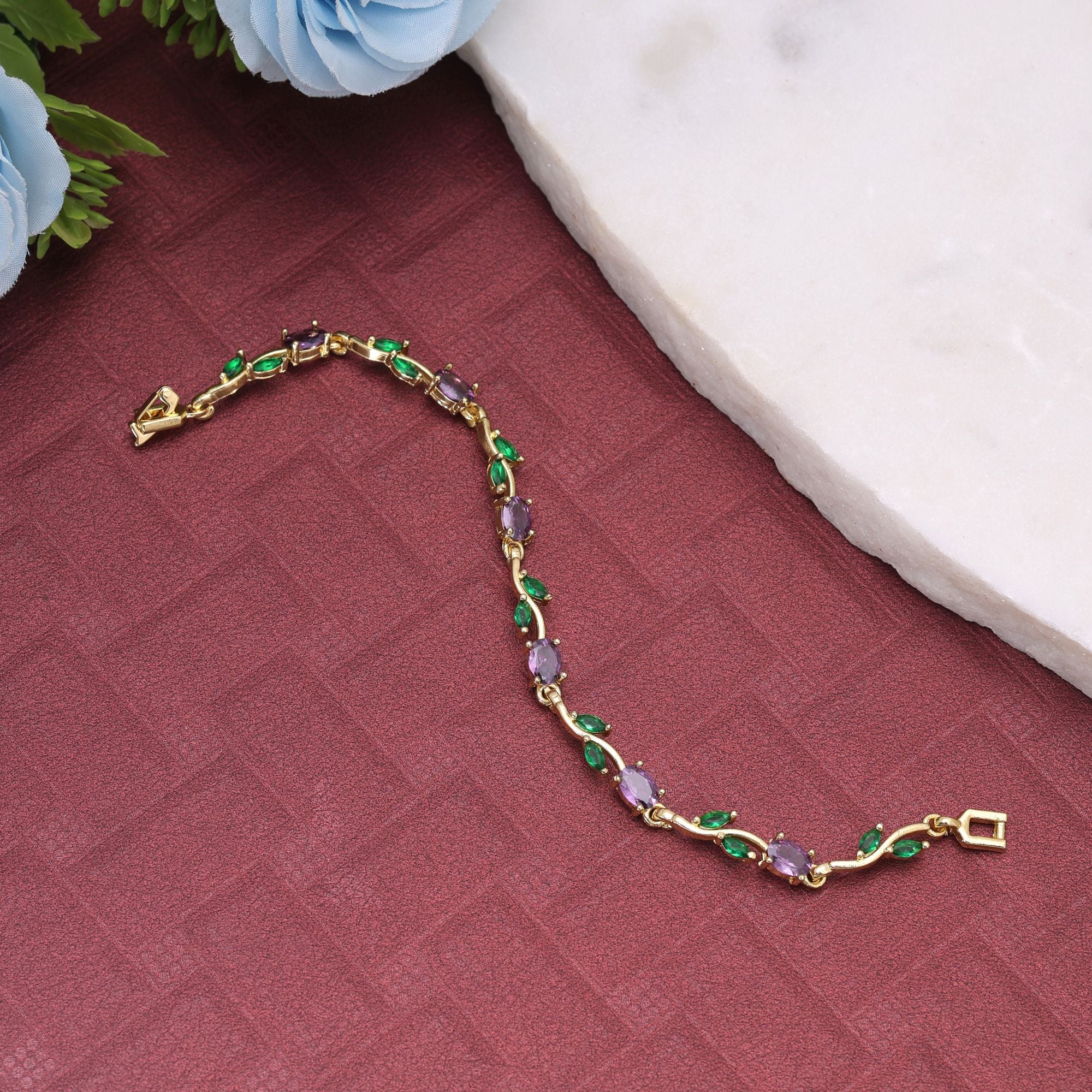 Purple Color Tulip Bracelet Floral Ethnic Jewelry Look