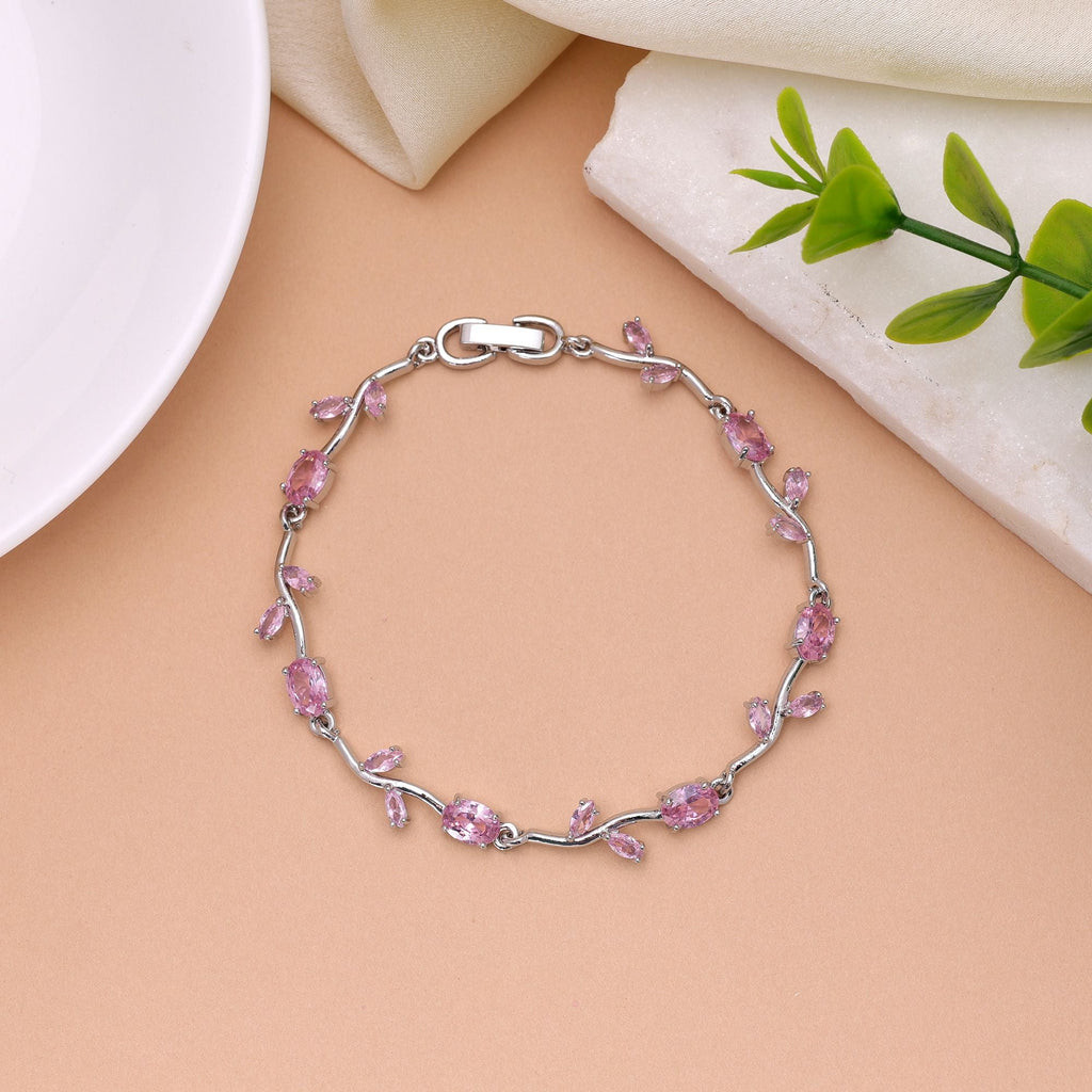 Pink & Silver Color Tulip Bracelet Designer Finish