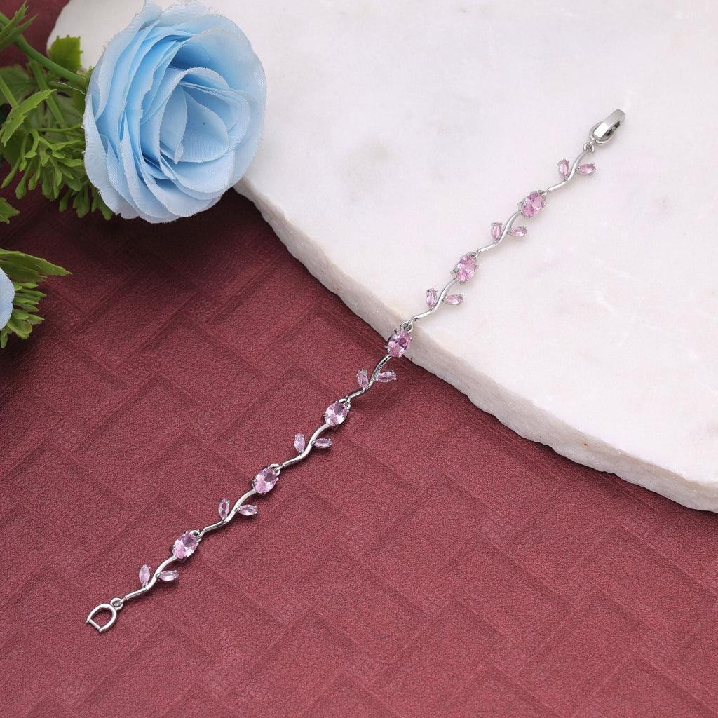 Pink & Silver Color Tulip Bracelet Designer Finish