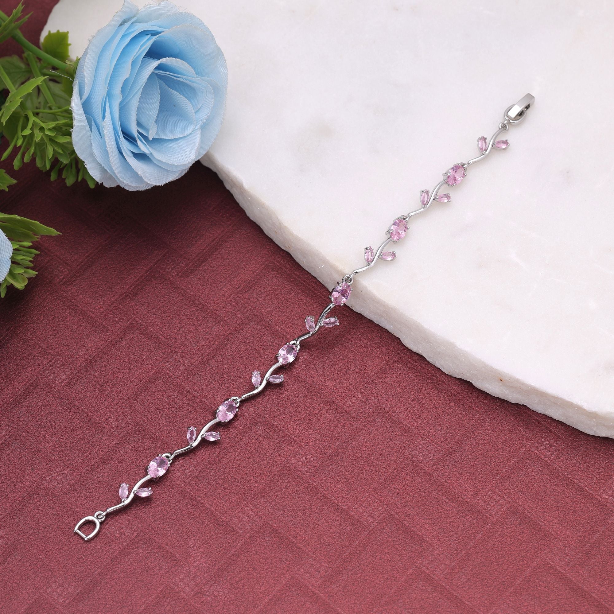 Pink & Silver Color Tulip Bracelet Designer Finish
