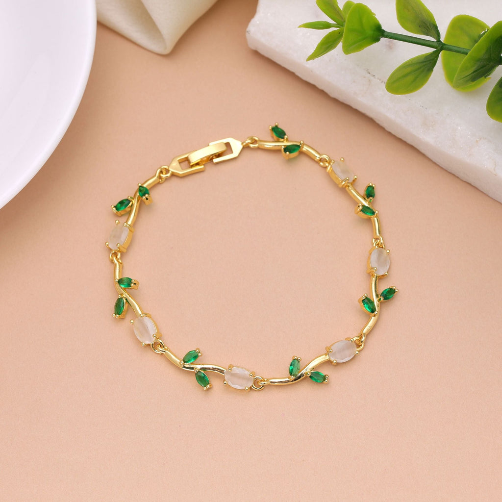 White & Green Color Tulip Bracelet Festive Wear