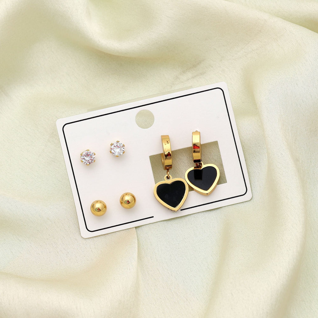 Gold Color 3 Pairs Combo Of Antique Earrings Elegant Ethnic Jewelry Set