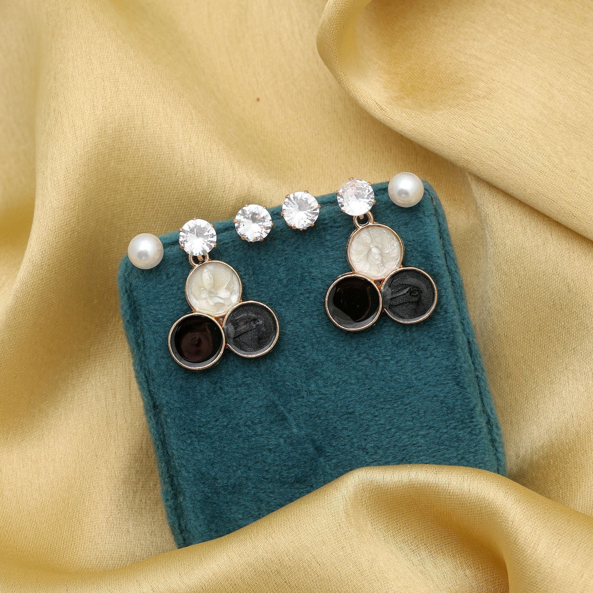 Black Color Combo Antique Earrings Set