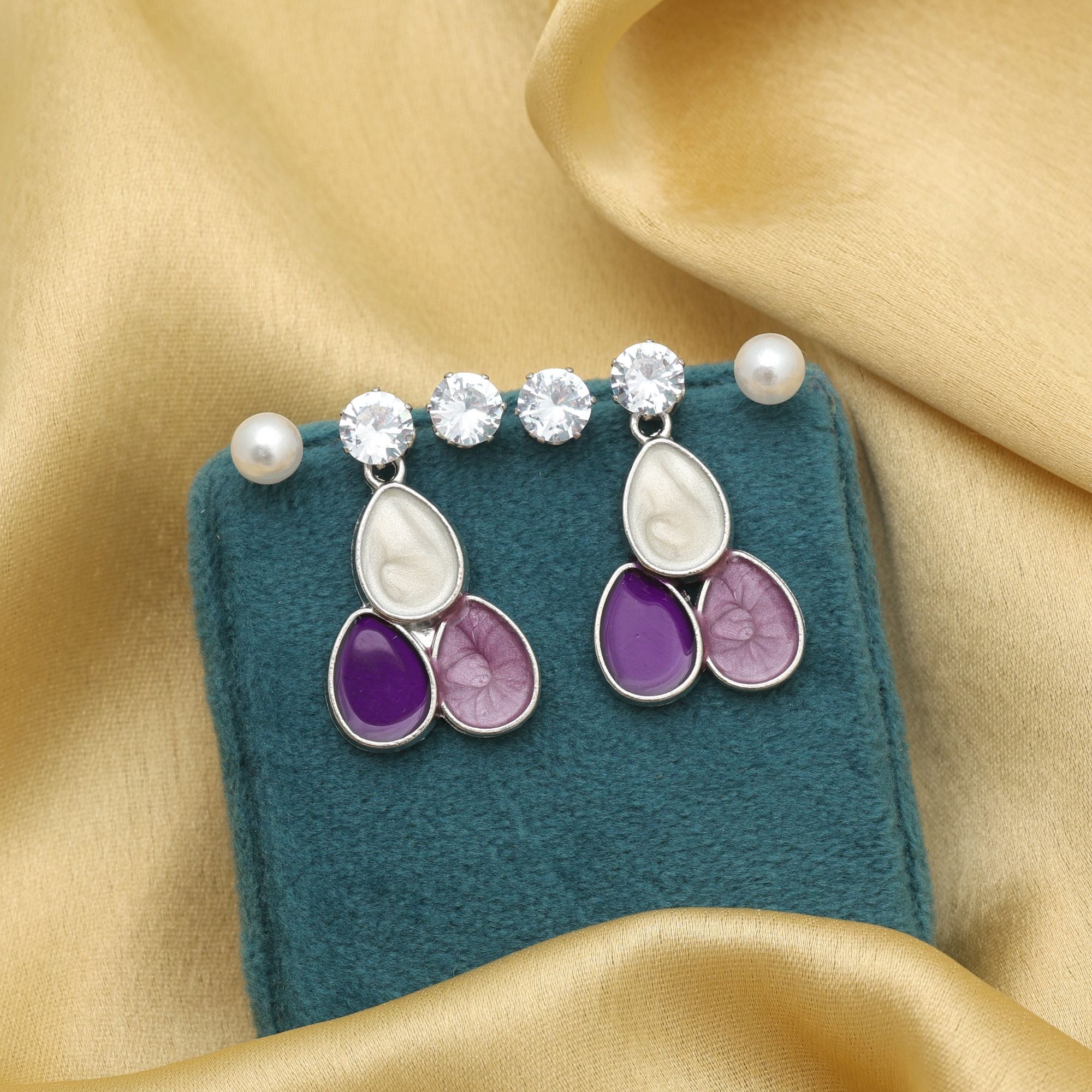 Purple Color Combo Antique Earrings Set