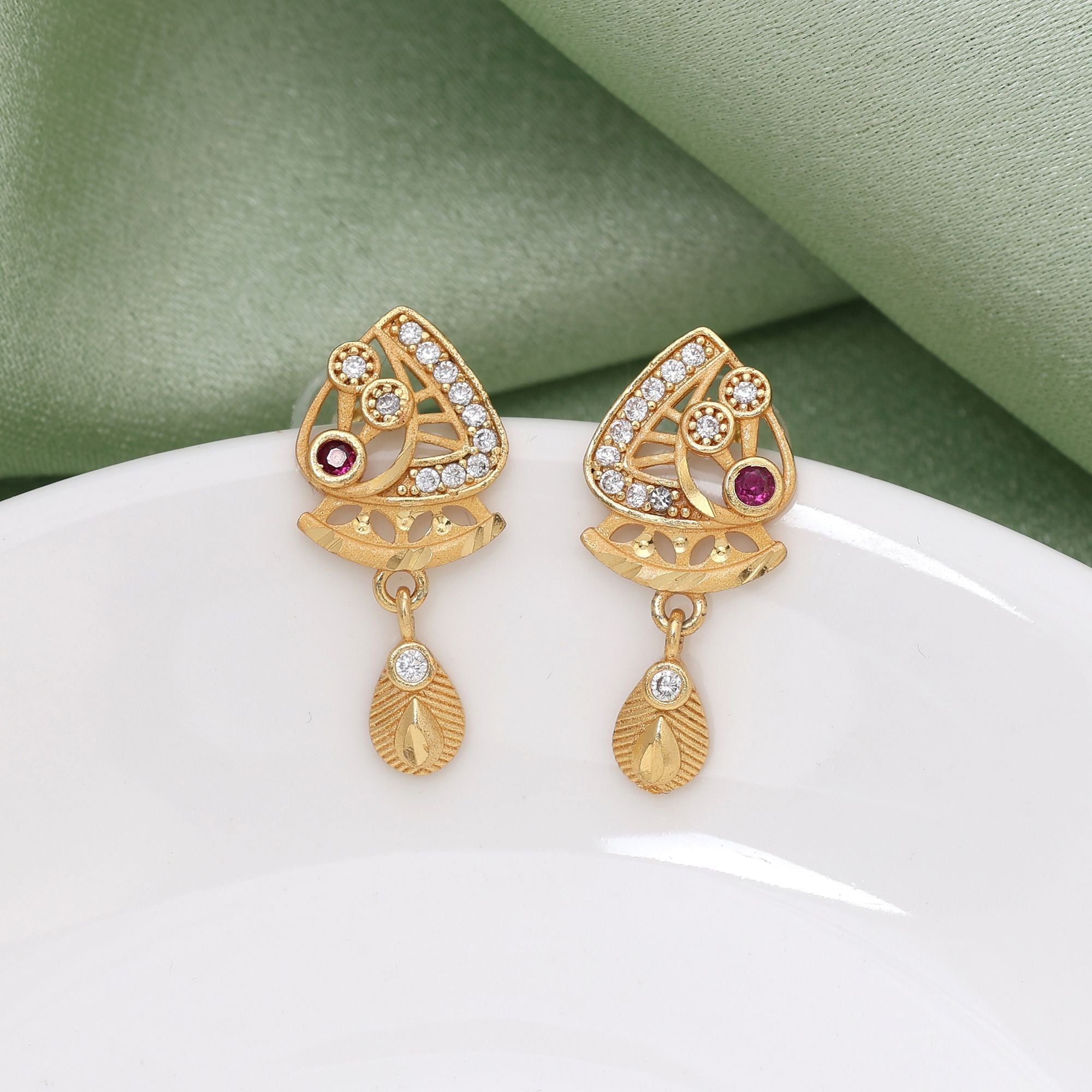 Gold Color Antique Traditional Motif Earrings