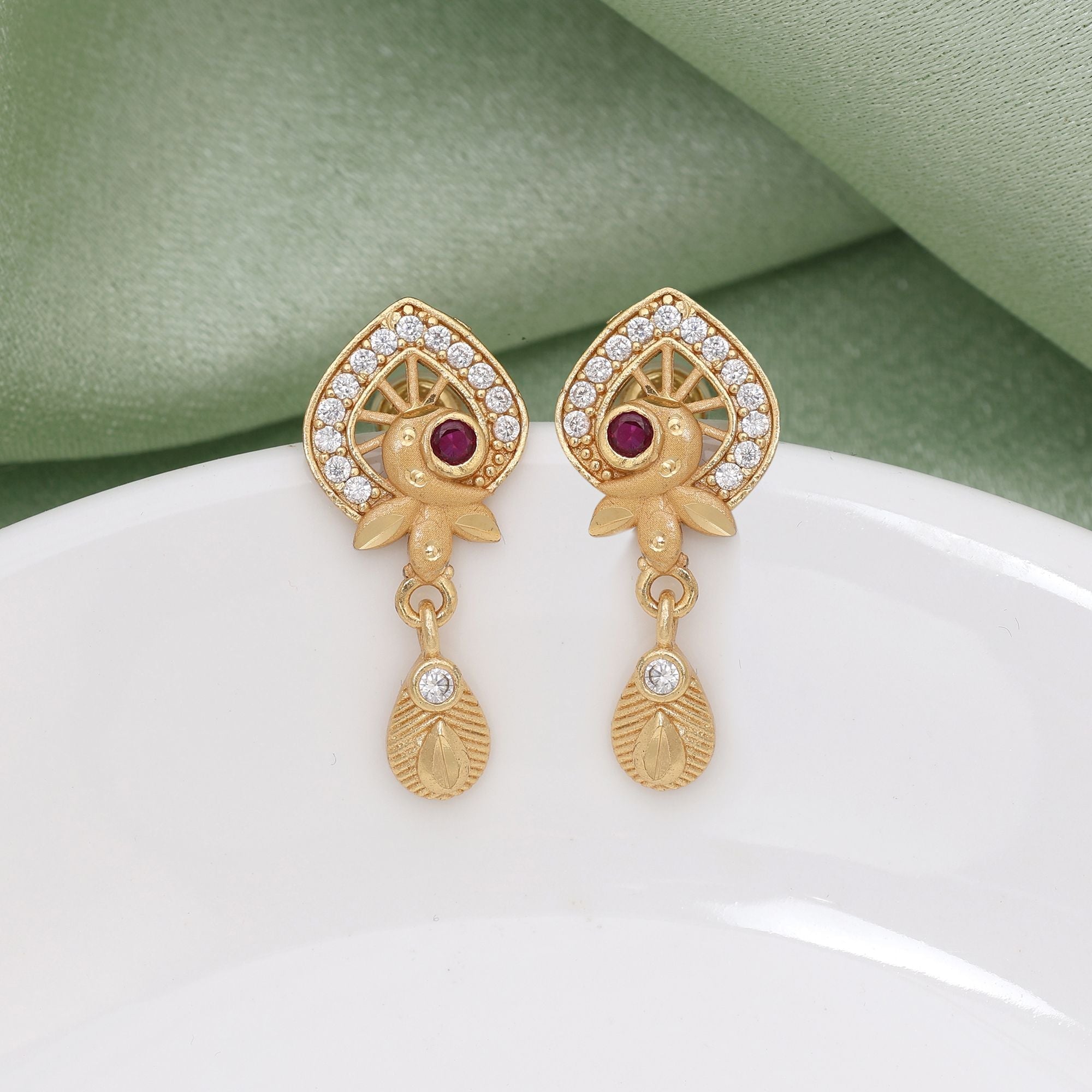 Gold Color Heritage Craft Antique Earrings