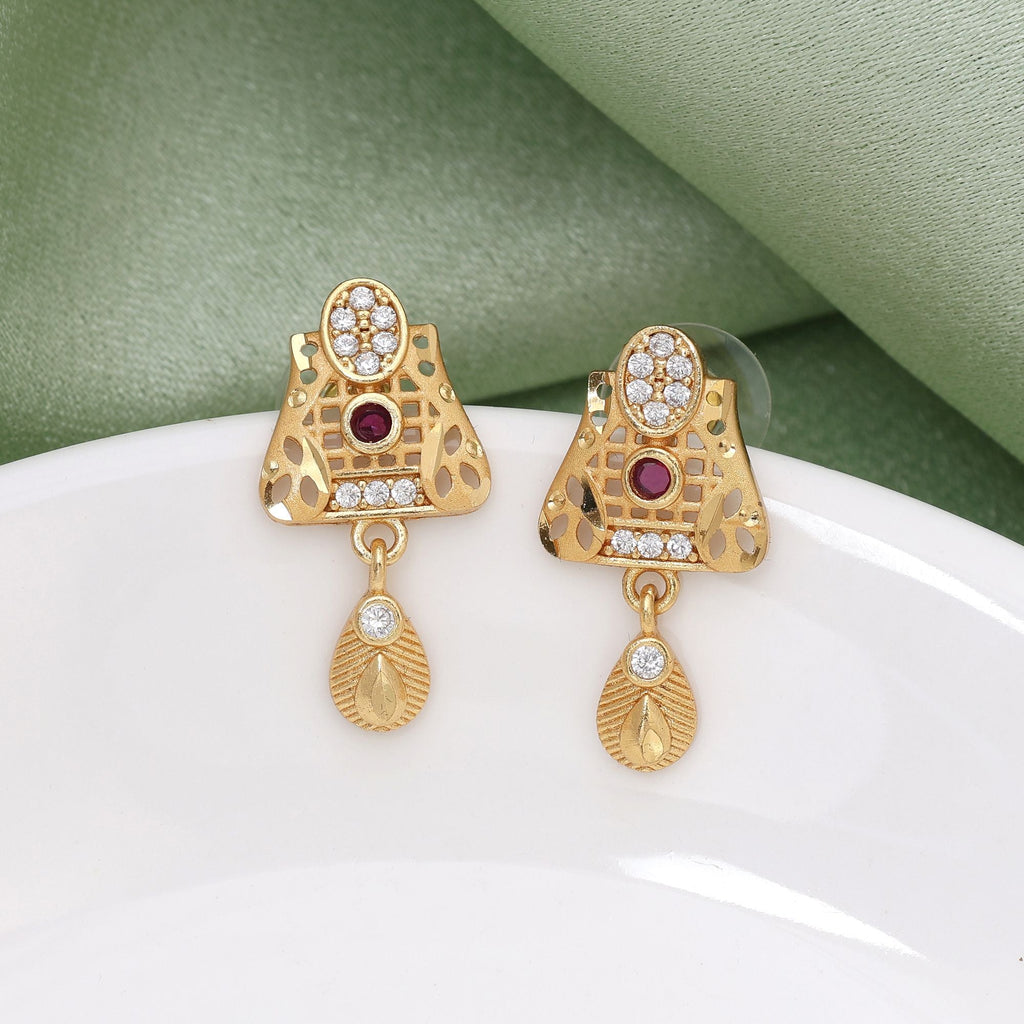 Gold Color Intricate Wedding Antique Earrings