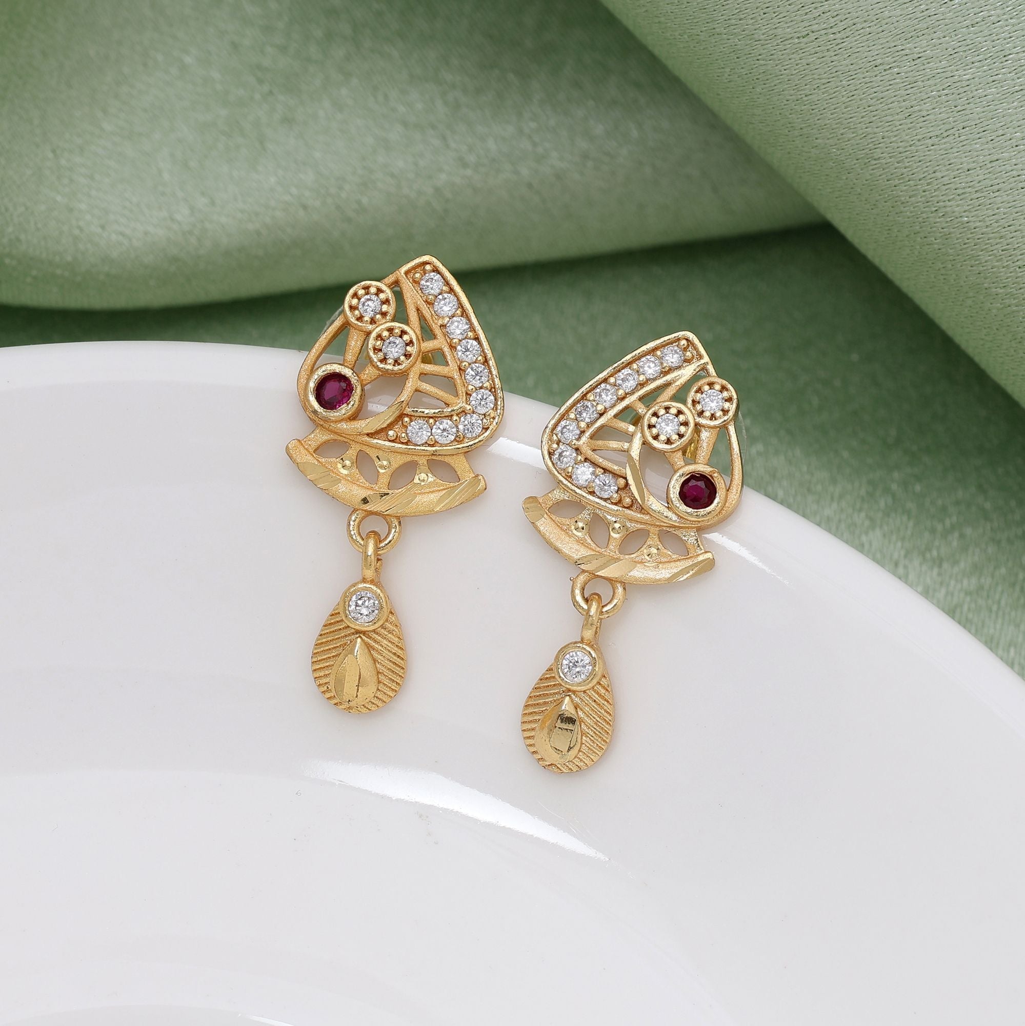 Gold Color Graceful Antique Finish Earrings