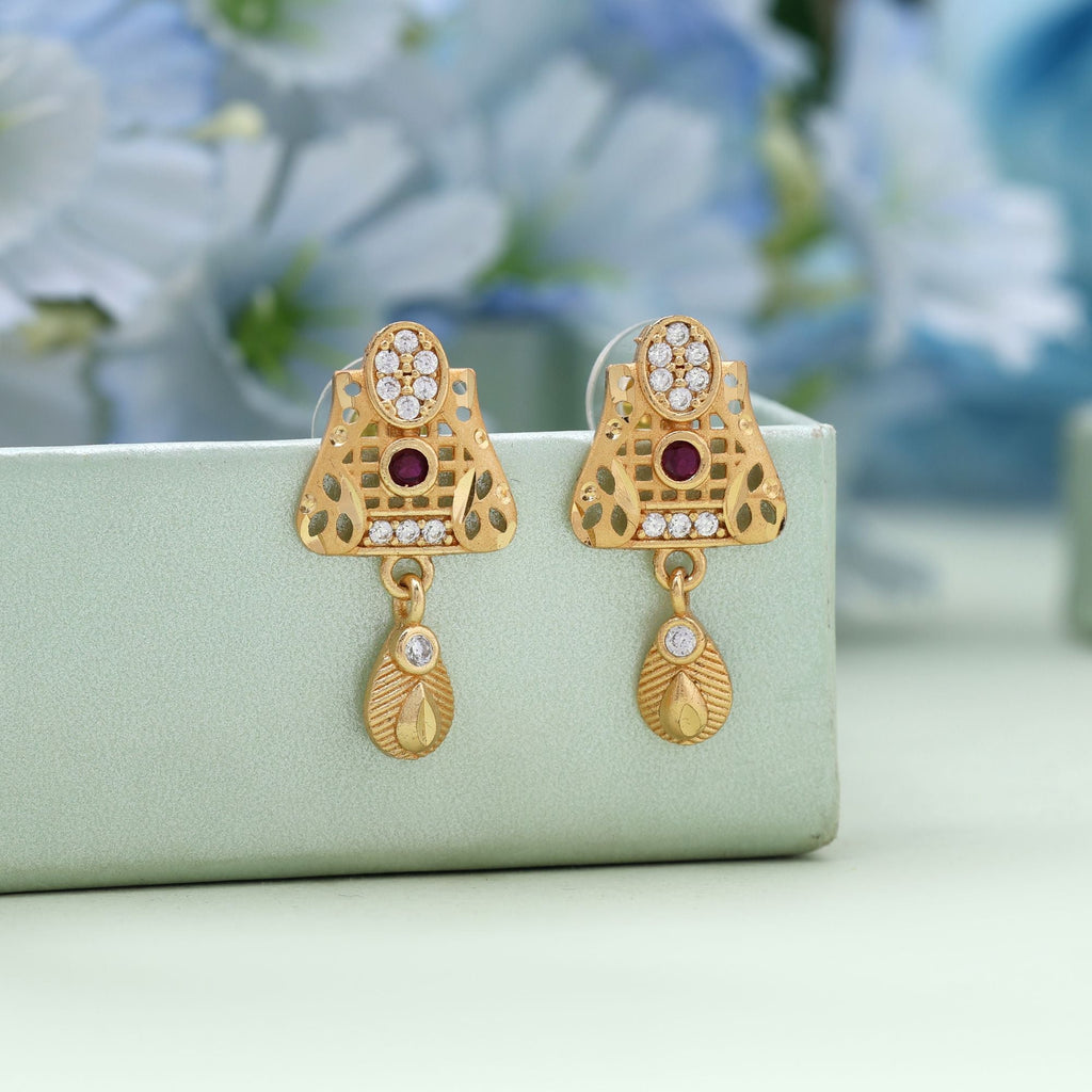 Gold Color Festive Pooja Antique Earrings