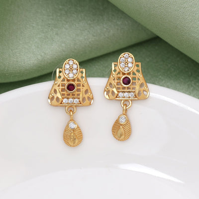 Gold Color Festive Pooja Antique Earrings