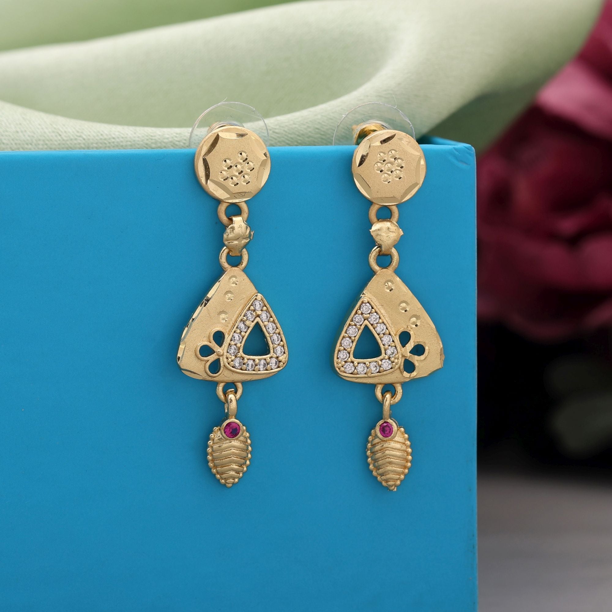 Gold Color Classic Ethnic Antique Earrings
