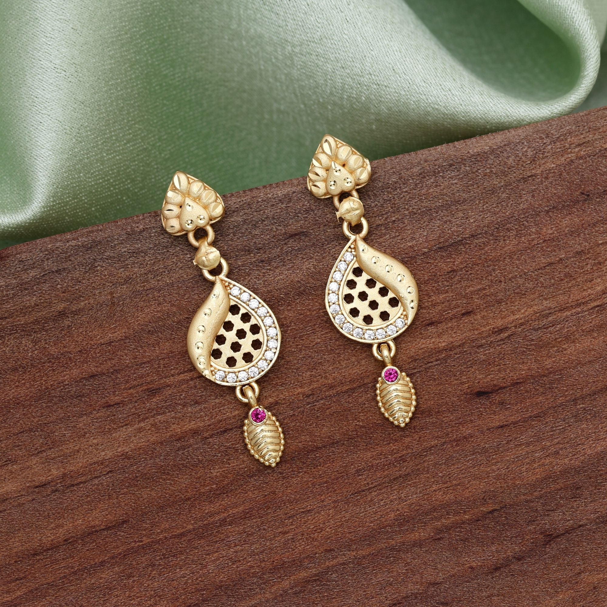 Gold Color Detailed Traditional Antique Earrings