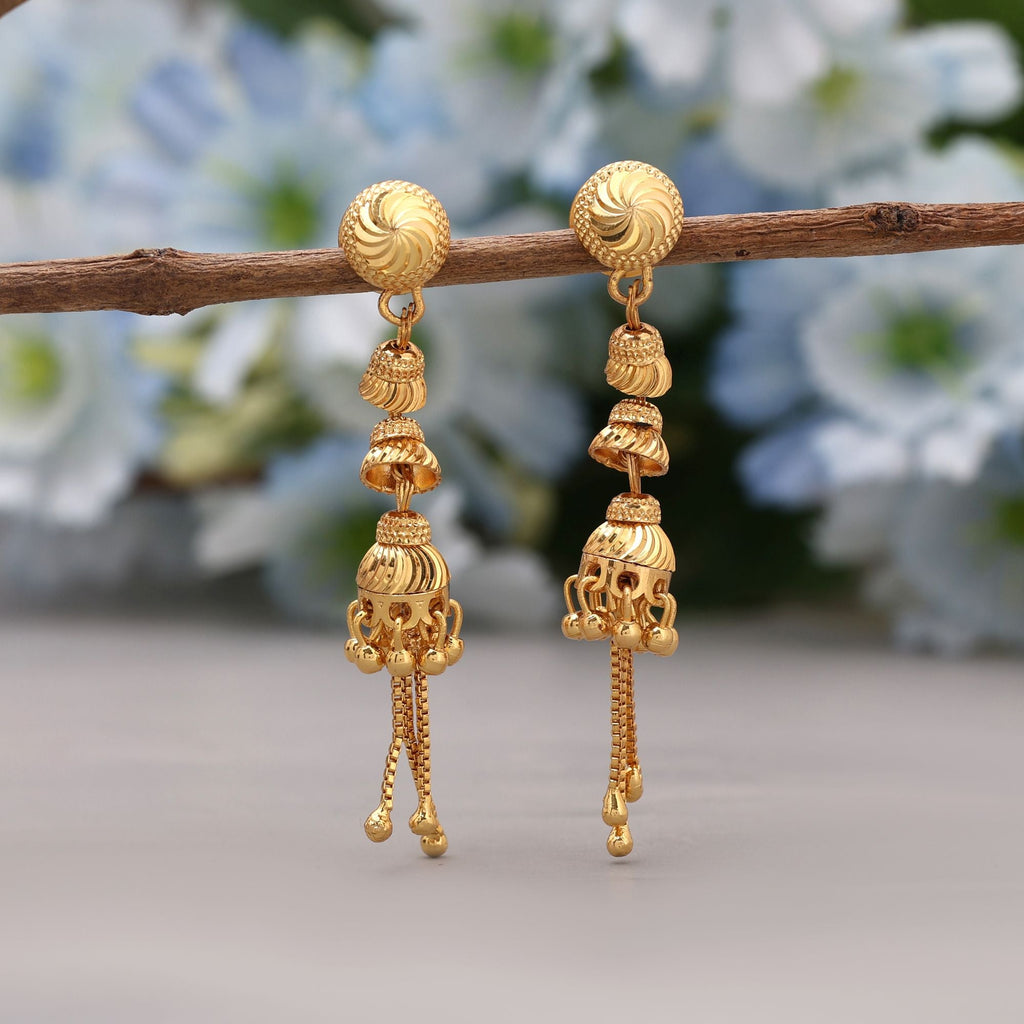 Gold Color Heritage Style Detailed Earrings