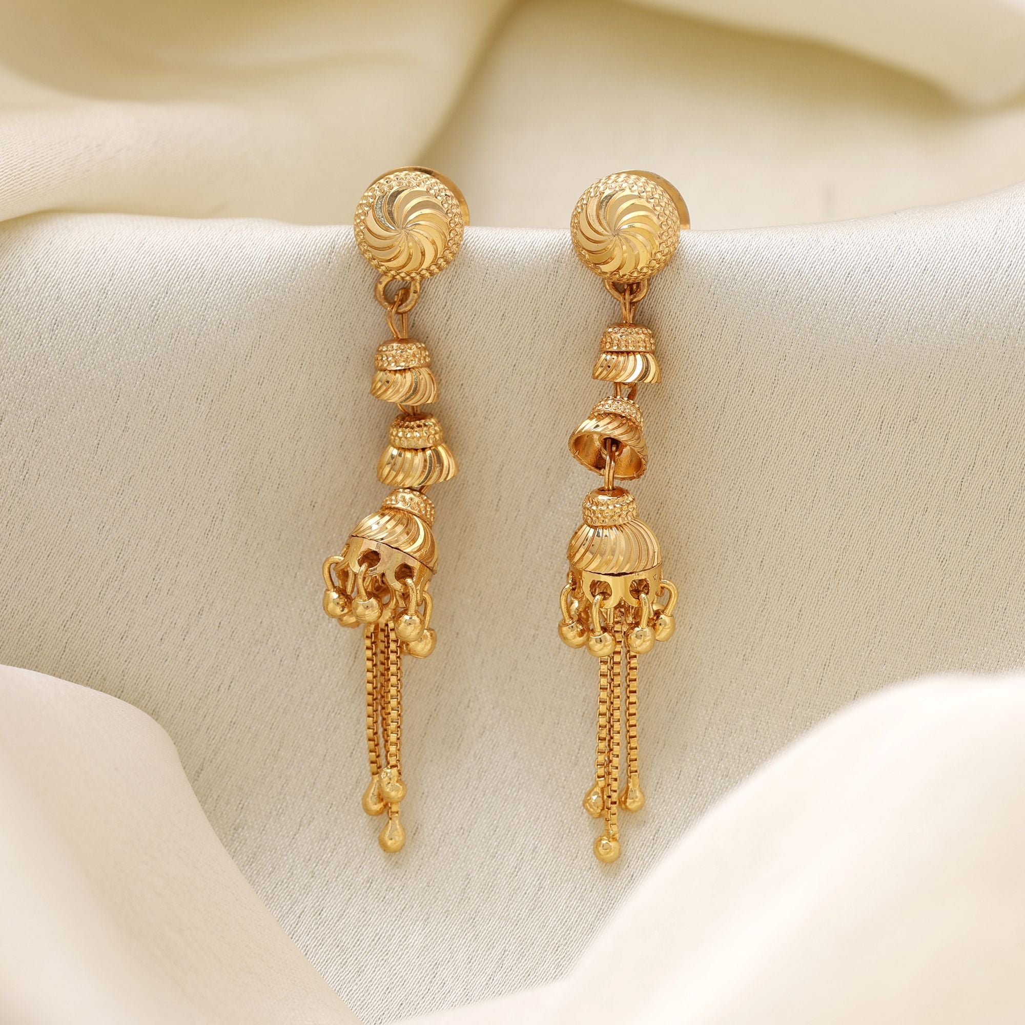 Gold Color Heritage Style Detailed Earrings