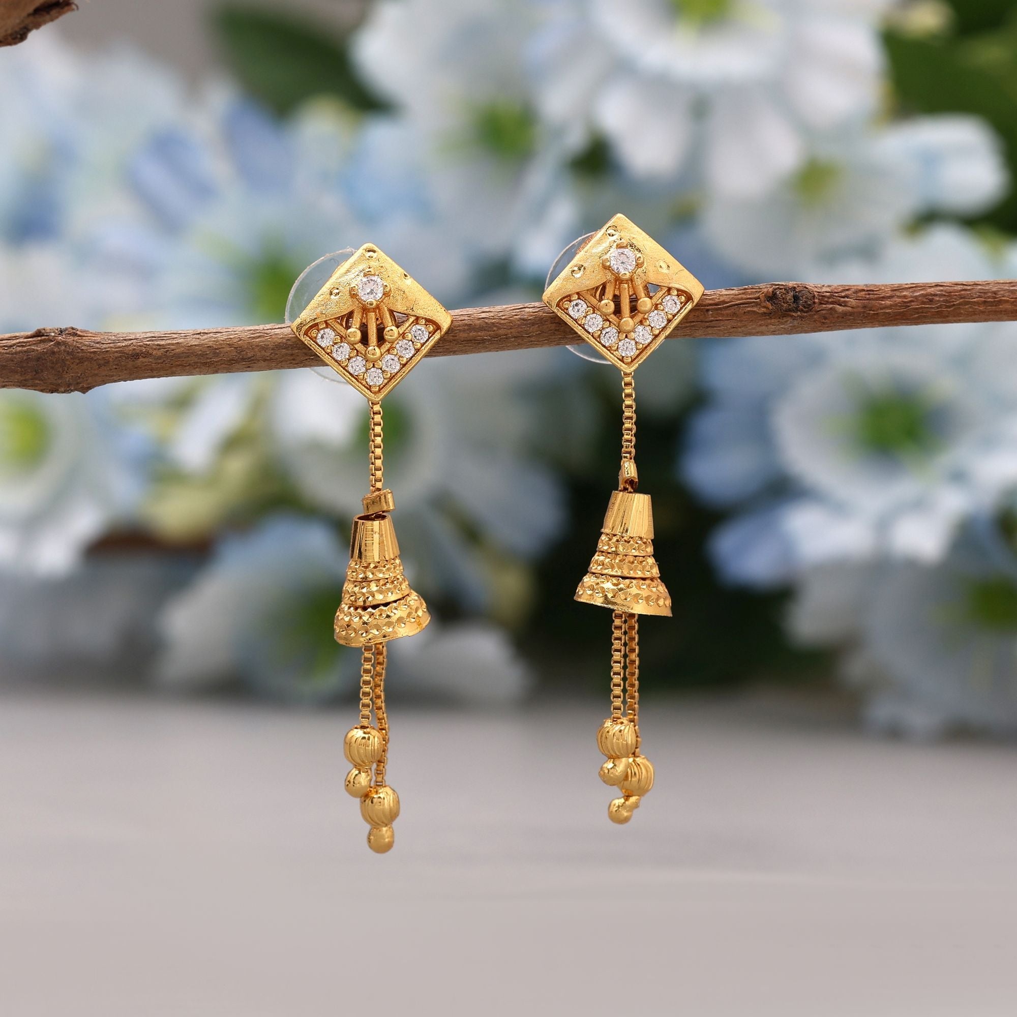 Gold Color Refined Antique Finish Earrings